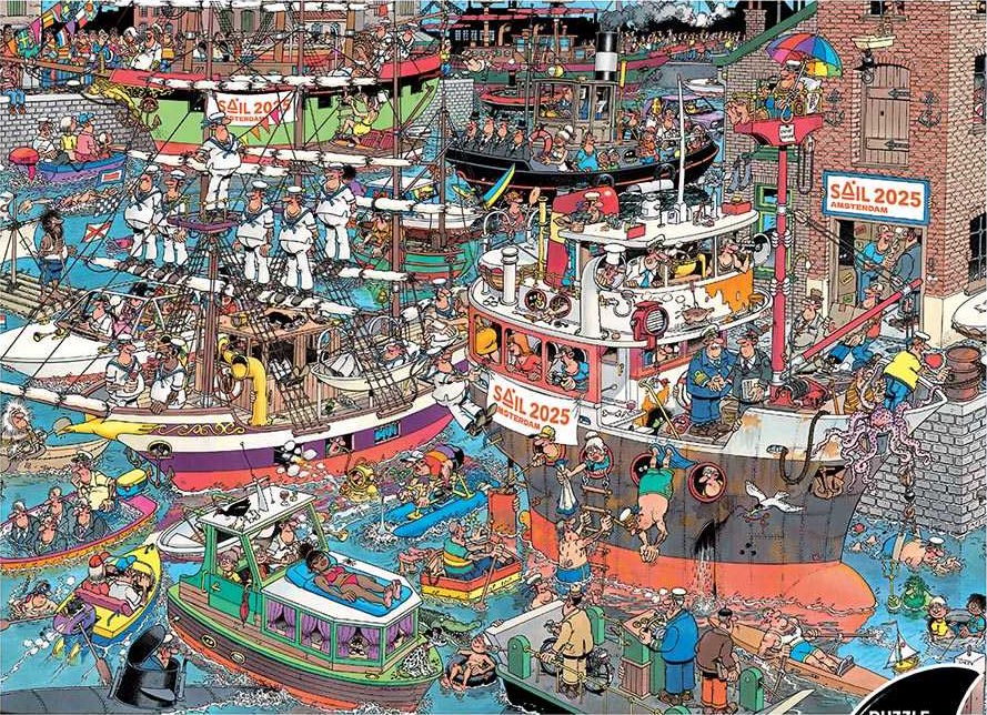 Afbeelding van de puzzel Stap aan boord - 10e editie SAIL Amsterdam van Jan van Haasteren, 1000 stukjes